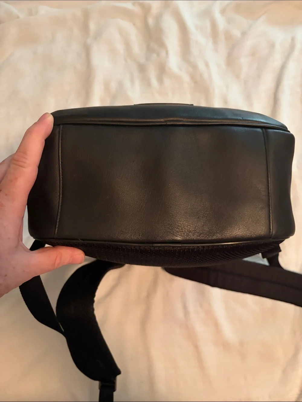 Coach Black and Navy Blue Leather Backpack with original tag.